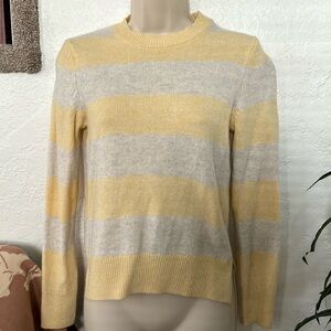 GAP Women’s Striped Yellow and Gray Long Sleeve Lambswool Sweater Top Size XS